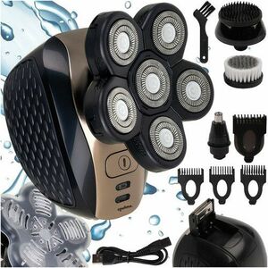 Aparat de ras electric, 6 capete, incarcare USB, IPX6, ergonomic, baterie 600 mAh, negru imagine