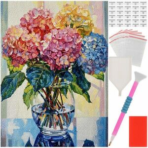Broderie cu diamante, model Buchet de flori, kit complet, 40x30 cm, multicolor imagine