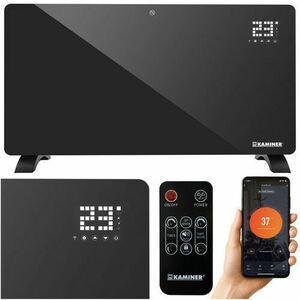 Radiator electric, telecomanda/aplicatie, 2500W, reglabil, timer, program saptamanal, negru imagine