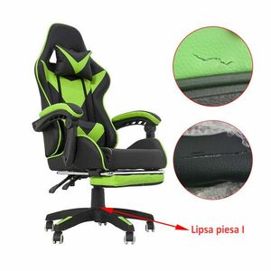 Scaun ergonomic gaming, spatar rabatabil, suport lombar, suport retractabil picioare, tetiera, inaltime 122-130 cm, RESIGILAT imagine