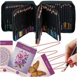 Set 120 creioane colorate, caiet schite, carte de colorat, husa depozitare cu fermoar imagine