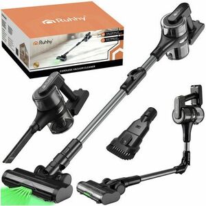 Aspirator vertical fara fir LunPro, motor BLDC 400W, 3 trepte putere, perie mare cu LED, filtru HEPA lavabil imagine