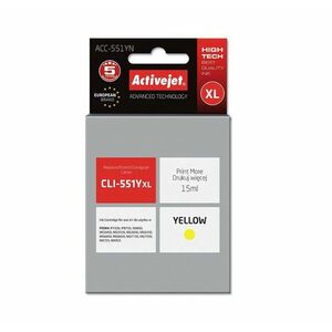 Cartus compatibil CLI-551Y yellow pentru Canon, 15 ml, Premium Activejet imagine