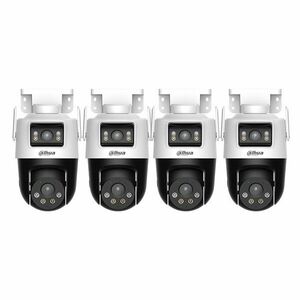 Kit camera supraveghere duala rotativa IP Dome WiFi PT Dahua P5D-5F-PV-0280B, 5 MP + 5 MP, 2.8 mm + 6 mm, IR 30 / 50 m, lumina alba 20 / 40 m, microfon, difuzor, slot card, 4 bucati imagine