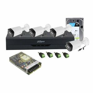 Sistem supraveghere exterior middle Dahua DH-M4EXTIR80-2MP-M, 5 M-N, 4 canale, 2 MP, IR 80 m, 3.6 mm, microfon, HDD 1TB imagine