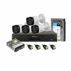 Sistem supraveghere exterior middle Dahua DH-M4XTIR20-4K, 8 MP, IR 20 m, 2.8 mm, 1 TB HDD, IoT, POS imagine