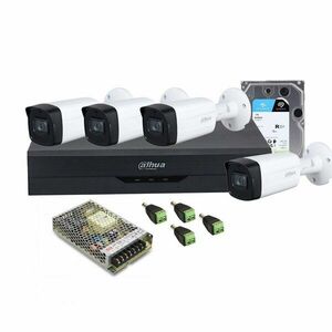 Sistem supraveghere exterior middle Dahua DH-M4EXTIR80-5MP, 5 M-N, 4 canale, 5 MP, IR 80 m, 3.6 mm, HDD 1TB imagine