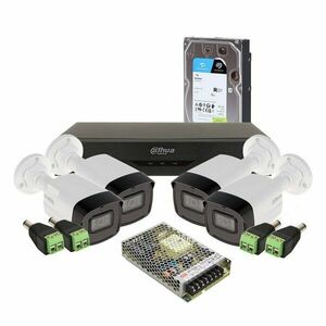 Sistem supraveghere exterior middle Dahua DH-M4EXTIR80-4K-M, 4 camere, 8 MP, IR 80 m, 3.6 mm, HDD 1 TB imagine