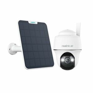 Kit camera supraveghere wireless WiFi rotativa Speed Dome cu panou solar Reolink Argus PT Ultra B440, 4K, IR/lumina alba 10 m, microfon si difuzor, dual band, PIR, acumulator, + card 64GB inclus imagine