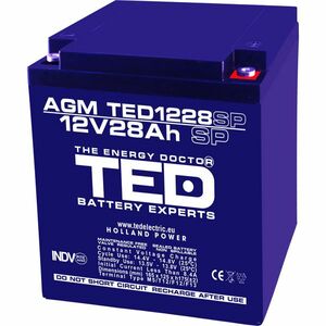 Acumulator AGM VRLA TED TED003430, 12V, 28A, M6 imagine