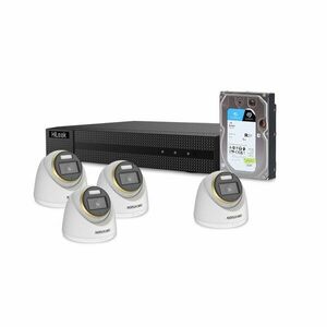 Sistem supraveghere interior HikVision KIT-HK-4EXT2MP40LA-A-1HDD, 4 camere, 2 MP, 3.6 mm, microfon, lumina alba 40 m + HDD gratis imagine