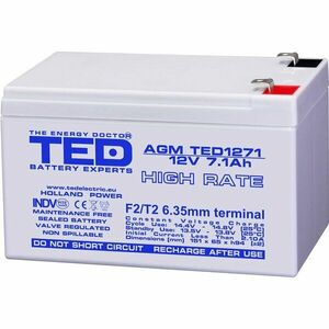 Acumulator AGM VRLA TED High Rate TED003300, 12 V, 7.1 Ah, F2 imagine