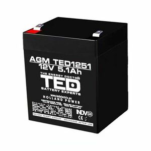 Acumulator AGM VRLA TED TED003157, 12 V, 5.1 Ah, F2 imagine