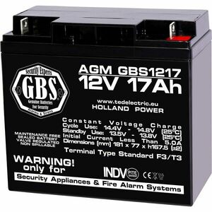 Acumulator pentru sisteme de alarma AGM TED GBS GBS002679, 12 V, 17 Ah, F3 imagine