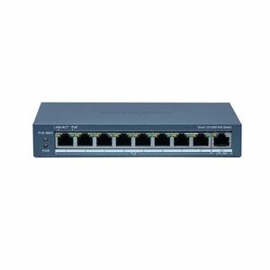 Switch cu 8 porturi PoE Hikvision DS-3E1309P-EI(B), 3.6 Gbps, 1× port Gigabit, MAC 16 K, buget 110 W, cu management imagine