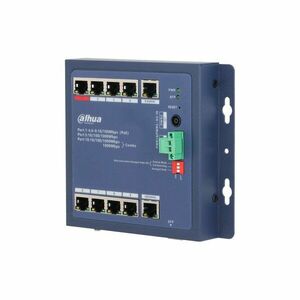 Switch PoE cu 10 porturi Dahua CHS4110-8ET-90-F, buget 90 W, 1 SFP combo, 1 uplink, 5.6 Gbps, 4.17 Mpps, Layer 2, cu management imagine