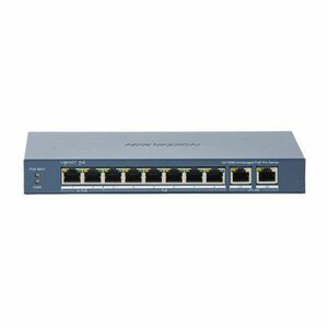 Switch Gigabit cu 8 porturi PoE Hikvision DS-3E0310HP-E(C), 10/100 Mbps, 4.000 MAC, buget PoE 110W, fara management imagine