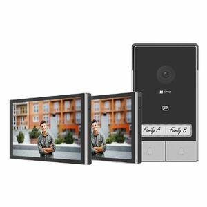 Kit videointerfon WiFi EZVIZ CS-HP7, 2 familii, 3 MP, 7 inch, instalare pe 2 fire, RFID, IR 6 m, Dual-Band, slot card, sonerie, aparent, aplicatie mobila imagine