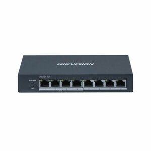 Switch PoE Gigabit cu 8 porturi Hikvision DS-3E0508P-O, 4 porturi PoE + 4 porturi RJ45, buget 60W, 16 Gbps, 11.90 Mpps, carcasa metalica, fara management imagine