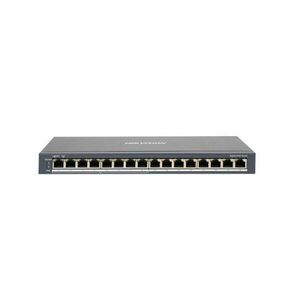 Switch Gigabit PoE Hikvision DS-3E0516P-O, 16 porturi, 8 PoE Gigabit, 32 Gbps, 110W, plug and play, metalic imagine