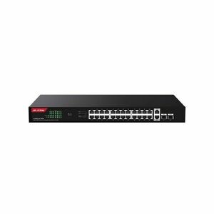 Switch PoE Gigabit rackabil IP-COM G1128P-24-410W, 24 porturi PoE+, 2 RJ45, 2 SFP uplink, buget 410 W, 56 Gbps, 1U, fara management imagine