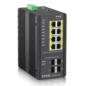 Switch ZyXEL RGS200-12P Industrial 8x GbE+4x SFP PoE DIN rail/Wall mount IP30 imagine