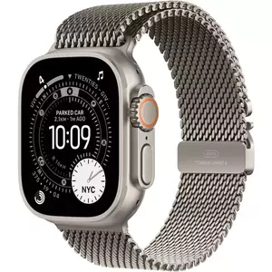 Smartwatch Apple Watch Ultra 3 GPS + Cellular 49mm Carcasa Natural Titanium Bratara Natural Titanium Milanese Loop - Small imagine