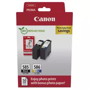 Pachet Cartuse Inkjet Canon PG-585/CL-586 + 50 coli hartie foto imagine