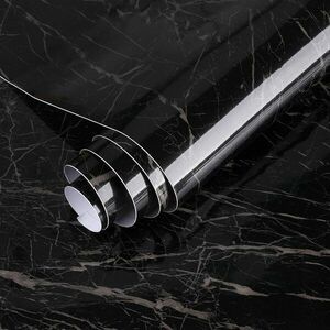 Set 3 X Autocolant Marmura NEGRU CU ALB 60 x 200 Autoadeziv Rezistent pentru Mobila imagine