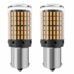 Set 2 Becuri LED semnalizare ORANGE soclu Py 150 grade LED 1156 led 144 SMD PY21 imagine