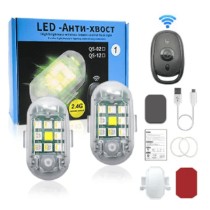 Set 2 mini stroboscope LED Wireless cu magnet acumulator si telecomanda pentru Auto Moto si Biciclete imagine