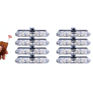 Set 8 lumini stroboscop galbene 4 LED grila telecomanda 7 functii 12V imagine