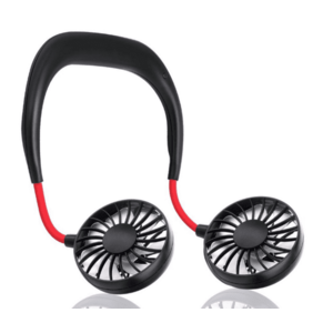 Mini ventilator portabil dublu pentru gat cu acumulator si 3 trepte de viteza ROSU/NEGRU OFF imagine