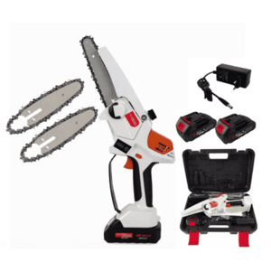 Mini fierastrau Edon MX294 Profesional 2 acumulatori 42 V 8Ah rezervor ulei sistem ungere lant lama 20 cm NEGRU CU PORTOCALIU imagine