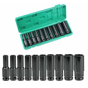 Set trusa tubulare impact Otel 10 piese 1/2 inch de la 8 la 24mm Negru imagine