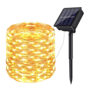 Instalatie solara 30 metri cu 300 LED fir CUPRU telecomanda ALB CALD 1500 21 imagine