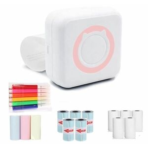Mini imprimanta de buzunar cu Bluetooth fara Cerneala Roz + 1 Sul Hartie imagine