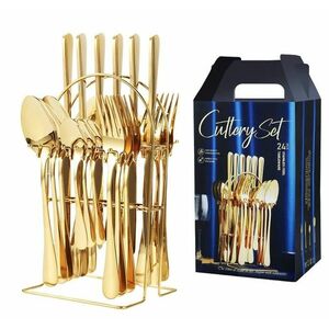 Set 24 piese tacamuri AURII cu suport otel inoxidabil imagine