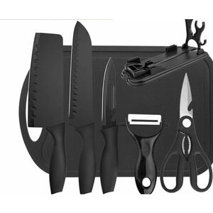 Set bucatarie complet 7 in 1 cutite foarfeca curatator tocator si suport Organizator imagine