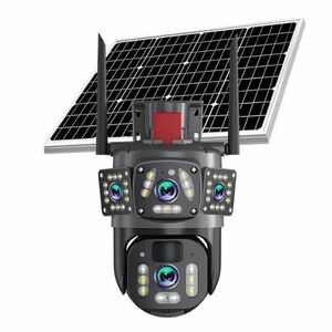 Camera de Supraveghere 4G Panoramica cu panou solar doua Lentile Full HD PTZ Zoom 10X Night Vision imagine