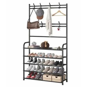 Cuier haine cu suport pantofi 5 rafturi 80 X 29.5 X 172 cm imagine