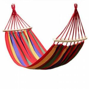 Hamac ROSU cu bara de lemn 80x200 din bumbac imagine