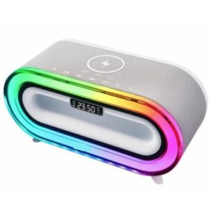 Boxa portabila MD S306 cu incarcare wireless LED RGB ceas si alarma imagine