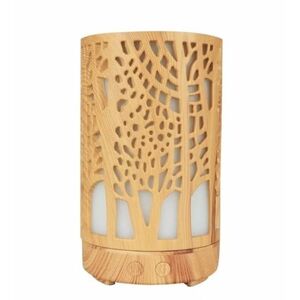 Umidificator aromaterapie lumina led in 7 culori model copaci culoare lemn deschis imagine
