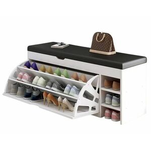 Dulap pentru pantofi tip bancheta ALB 80 X 34 X 51 imagine