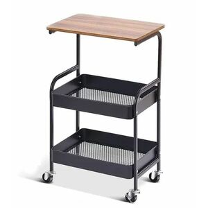 Raft de depozitare cu roti 3 nivele cu blocare mobil si versati imagine