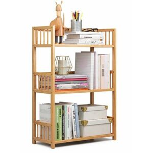 Biblioteca sufragerie raft carti din lemn de bambus 3 Rafturi 60 x 25 x 78cm imagine