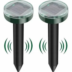 Set 2 aparate cu ultrasunete solare ROTUNDE pentru alungarea cartitelor si rozatoarelor imagine
