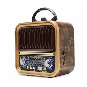 Radio portabil Kalade Bluetooth maron cu rama aurie imagine