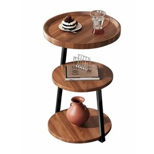 Masuta cafea rotunda lemn maro 3 nivele 62 x 38 cm imagine